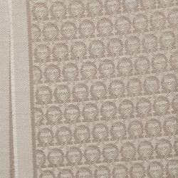  Salvatore Ferragamo Beige Logo Jacquard Wool Shawl
