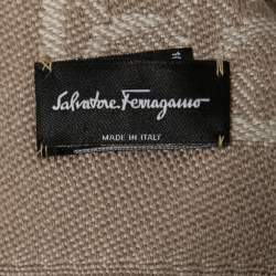  Salvatore Ferragamo Beige Logo Jacquard Wool Shawl