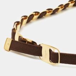 Salvatore Ferragamo Brown Fabric Chain Waist Belt 80CM