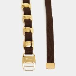 Salvatore Ferragamo Brown Fabric Chain Waist Belt 80CM