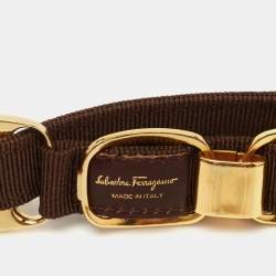 Salvatore Ferragamo Brown Fabric Chain Waist Belt 80CM