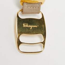 Pre Owned Salvatore Ferragamo Beige Fabric Chain Waist Belt 80CM