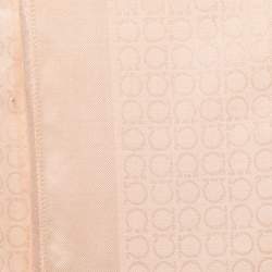 Salvatore Ferragamo Peach Gancini Pattern Silk & Wool Scarf