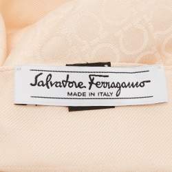 Salvatore Ferragamo Peach Gancini Pattern Silk & Wool Scarf