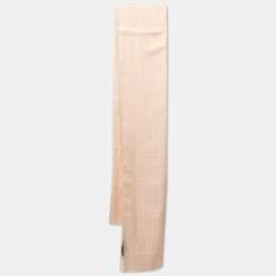 Salvatore Ferragamo Peach Gancini Pattern Silk & Wool Scarf