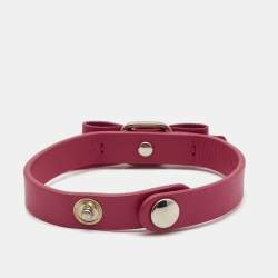 Salvatore Ferragamo Pink Leather Vara Bow Bracelet