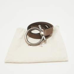 Pre Owned Salvatore Ferragamo Brown Leather Buckle Belt 90CM