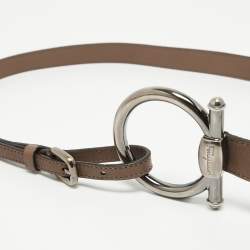 Pre Owned Salvatore Ferragamo Brown Leather Buckle Belt 90CM