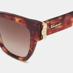 Pre Owned Salvatore Ferragamo Brown Tortoise SF 1010S Wayfarer Sunglasses 