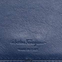 Pre Owned Salvatore Ferragamo Black/Blue Leather Lanyard ID Card Holder