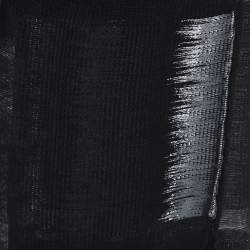 Salvatore Ferragamo Black Lurex Striped Silk & Wool Stole 