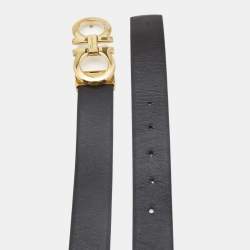 Salvatore Ferragamo Black/Brown Leather Gancini Reversible Cut to Size Belt 