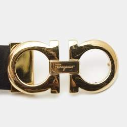 Salvatore Ferragamo Black/Brown Leather Gancini Reversible Cut to Size Belt 