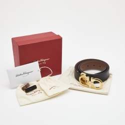 Salvatore Ferragamo Black/Brown Leather Gancini Reversible Cut to Size Belt 