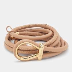 Pre Owned Salvatore Ferragamo Beige Leather Double Strap Waist Belt 