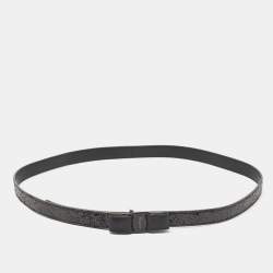 Pre Owned Salvatore Ferragamo Black Glitter Leather Vara Bow Waist Belt 