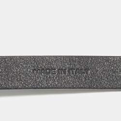 Salvatore Ferragamo Leather Silver Tone Wrap Bracelet