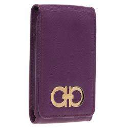Pre Owned Salvatore Ferragamo Purple Leather iphone 4 Case