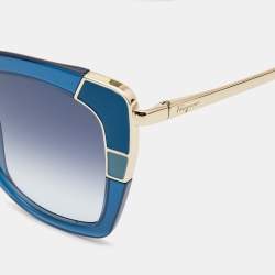 Pre Owned Salvatore Ferragamo Blue/Gold Metal Frame Gradient Sunglasses