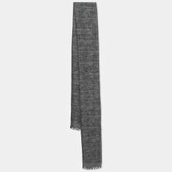 Salvatore Ferragamo Dark Grey Gancini Jacquard Silk & Wool Stole