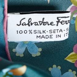 Salvatore Ferragamo Dark Green Printed Silk Square Scarf
