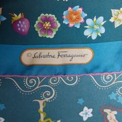 Salvatore Ferragamo Dark Green Printed Silk Square Scarf