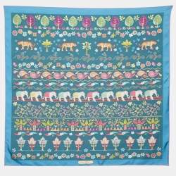 Salvatore Ferragamo Dark Green Printed Silk Square Scarf