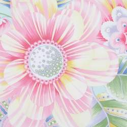 Pre Owned Salvatore Ferragamo Blue Floral Printed Silk Square Scarf