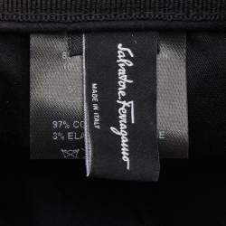 Pre Owned Salvatore Ferragamo Off White Gancini Cotton Jacquard Leather Detail Baseball Cap (ONE SIZE)