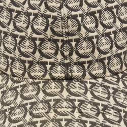 Pre Owned Salvatore Ferragamo Off White Gancini Cotton Jacquard Leather Detail Baseball Cap (ONE SIZE)