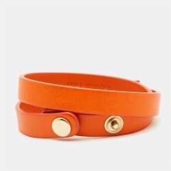 Salvatore Ferragamo Orange Vara Bow Double Wrap Bracelet 