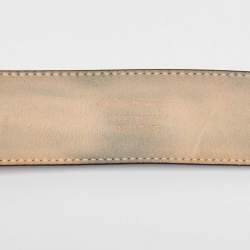 Pre Owned Salvatore Ferragamo Black Leather Gancini Buckle Belt 65CM