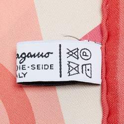 Salvatore Ferragamo Pink Logo Print Silk Square Scarf
