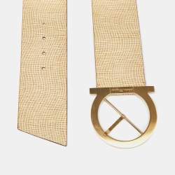 Salvatore Ferragamo Beige Leather Wide Waist Belt 70CM