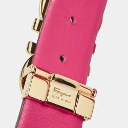 Salvatore Ferragamo Black/Pink Leather Cut to Size Reversible Belt