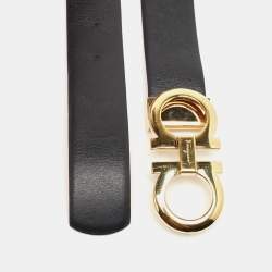 Salvatore Ferragamo Black/Pink Leather Cut to Size Reversible Belt