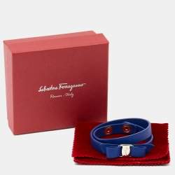 Salvatore Ferragamo Leather Vara Bow Gold Tone Bracelet