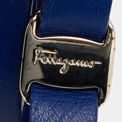 Salvatore Ferragamo Leather Vara Bow Gold Tone Bracelet