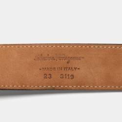 Pre Owned Salvatore Ferragamo Black Leather Gancini Buckle Belt 75CM