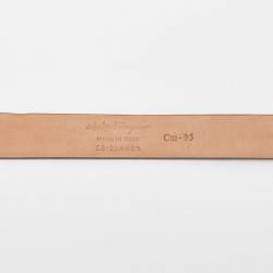 Salvatore Ferragamo Brown Leather Metal Gancio Belt 95CM