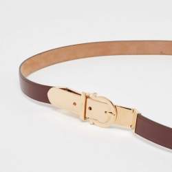 Salvatore Ferragamo Brown Leather Metal Gancio Belt 95CM