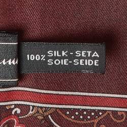 Salvatore Ferragamo Burgundy Printed Silk Scarf 