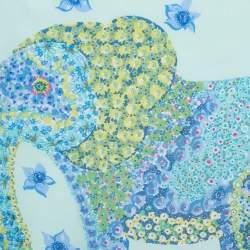 Salvatore Ferragamo Blue Floral Elephant Print Silk Square Scarf