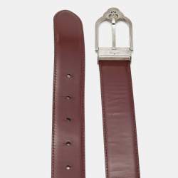 Pre Owned Salvatore Ferragamo Burgundy Glossy Leather Cut to Size Buckle Belt