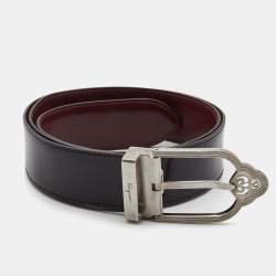 Pre Owned Salvatore Ferragamo Burgundy Glossy Leather Cut to Size Buckle Belt