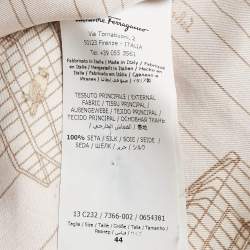 Pre Owned Salvatore Ferragamo Pink Bird Cage Print Silk Ruffled Shirt M