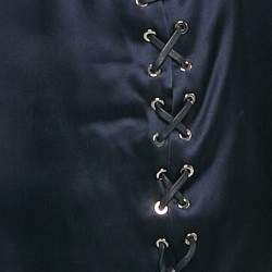 Salvatore Ferragamo Navy Blue Satin Silk Lace-Up Detail Sleeveless Top L