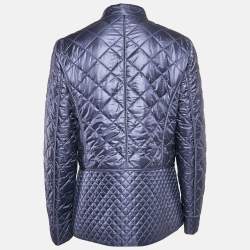 Pre Owned Salvatore Ferragamo Blue Nylon Zip-Up Quilted Jacket L