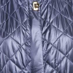 Pre Owned Salvatore Ferragamo Blue Nylon Zip-Up Quilted Jacket L