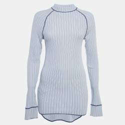 Salvatore Ferragamo Blue Stripe Knit Long Sleeve Sweatshirt S